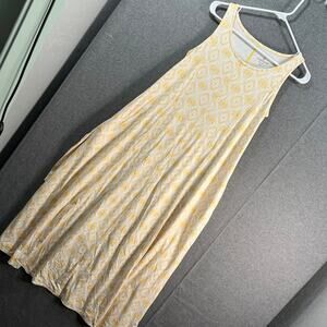 Cuddl Duds Petite Flexwear Paneled Maxi Dress Yellow Eyelet, Petite Small